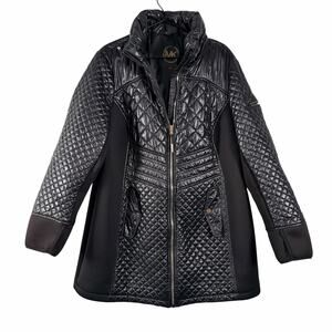 MK Michael Kors Black Puffer Parka Jacket Coat Runway Designer Quilted Size 1X